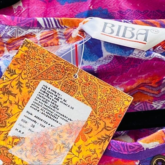 Vintage Biba Batik Print Tunic Top Sz 38 NWT - Picture 6 of 8